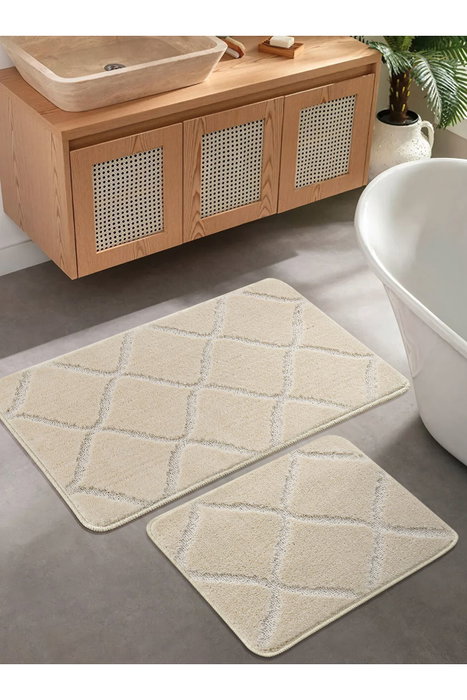 Mijölnir Juego de Alfombrillas de Baño Cizgili - Crema